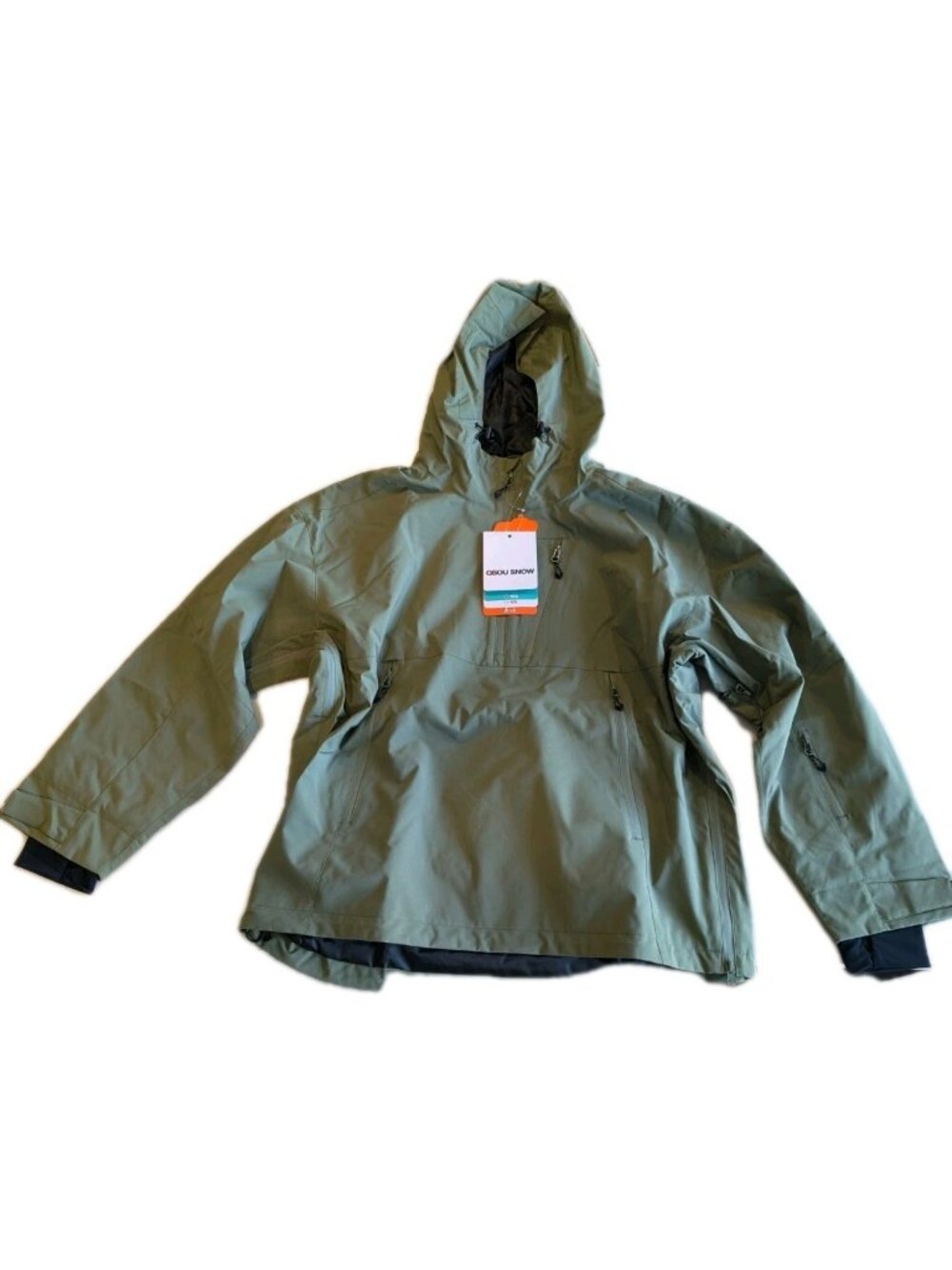 GSOU SNOW Jacket Mens L Green 15K Waterproof Ski Snow Anorak Shell Utility NWT